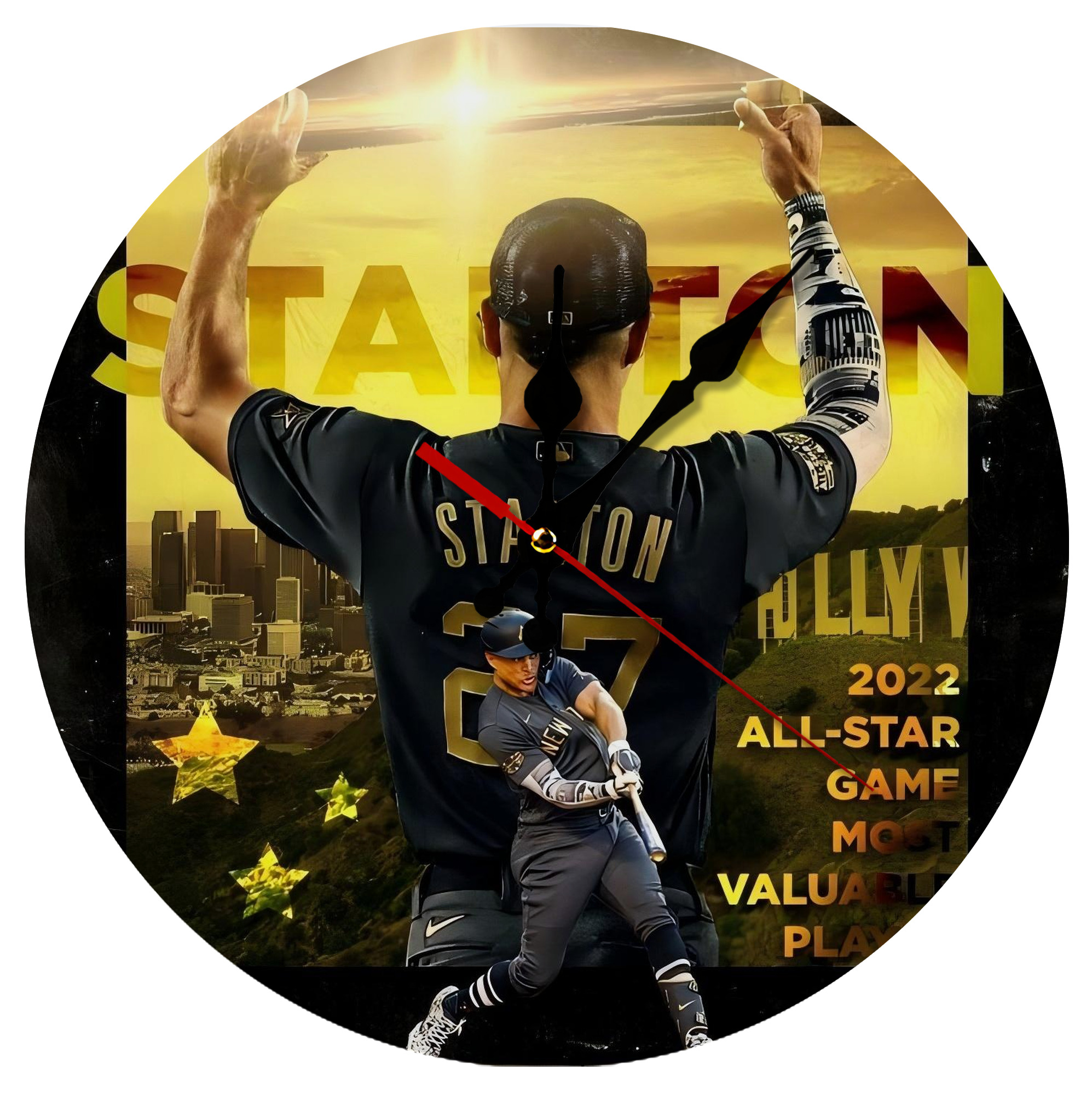 Giancarlo Stanton 44 Silent Round Wall Clock – Modern & Stylish DIY Design, Durable Wood Construction, Easy To Install – Perfect For Office, Bedroom, Living Room, And More